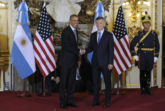Obama manifesta preocupação, mas diz que Brasil vai superar crise O presidente dos Estados Unidos, Barack Obama, junto ao presidente da Argentina, Mauricio Macri, na Casa Redonda, sede do governo argentino (Foto: Juano Tesone/Pools/Divulgação)