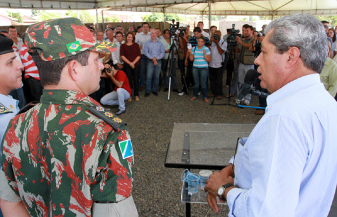 Governador discursa durante cerimônia de inauguração do quartel do 3º Pelotão da Polícia Militar Ambiental