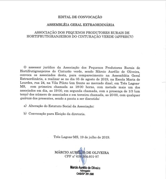 EDITAL DE CONVOCAÇÃO Clique para ampliar