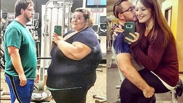 Casal perde 180 quilos juntos em dois anos e posta fotos do antes e depois Uma foto do casal antes e depois Foto: Reprodução / Instagram