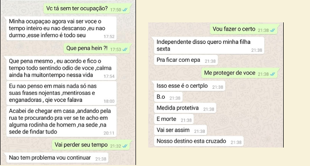 Homem que ameaçou a ex-companheira vai permanecer preso Prints da conversa do ex com Cristiane