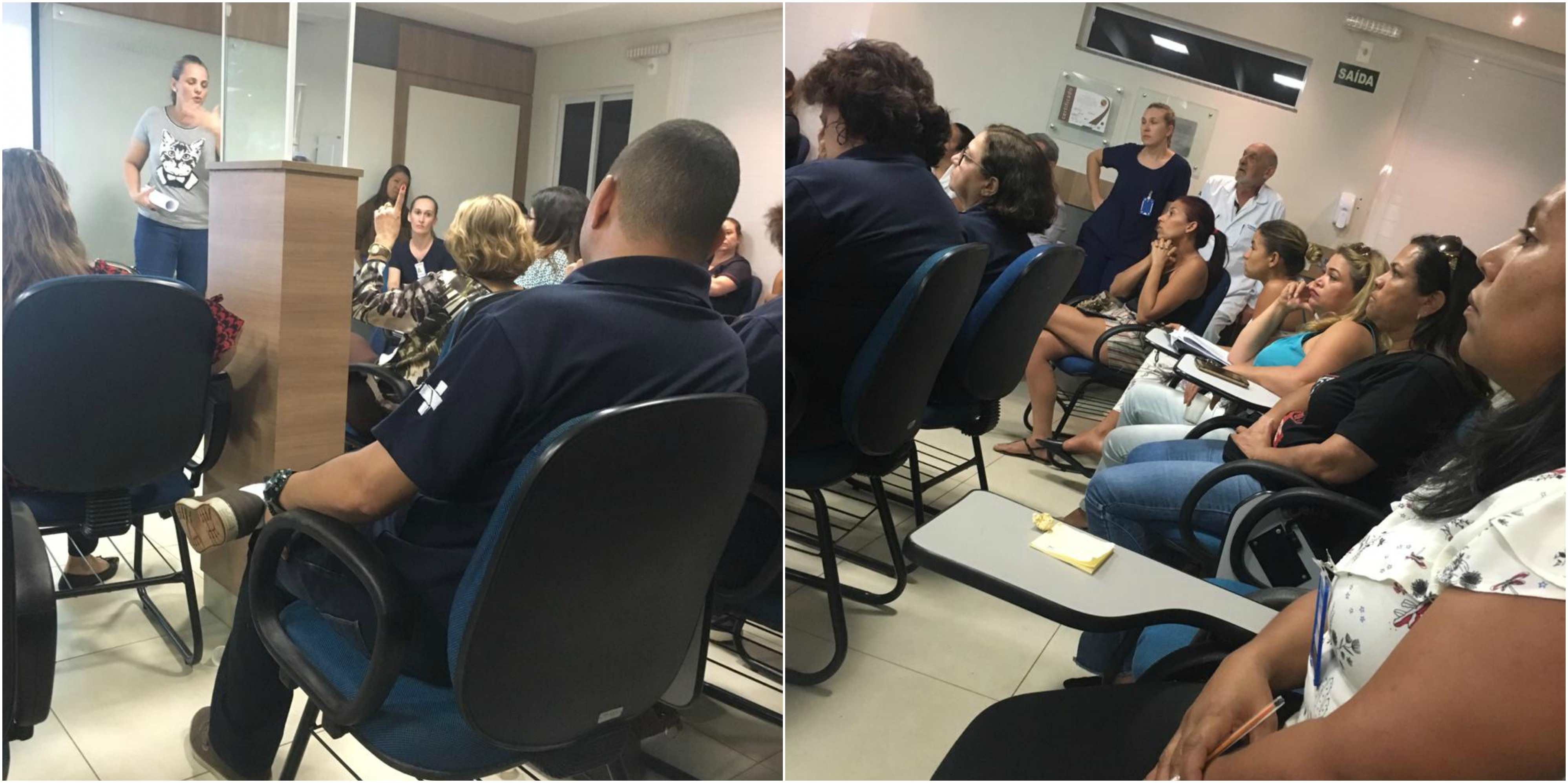 Mães Unidas se reúnem com representantes do Auxiliadora para cobrar explicações sobre partos forçados Reunião aconteceu no Hospital Nossa Senhora Auxiliadora na última quinta-feira. Foto recebida por WhatsApp