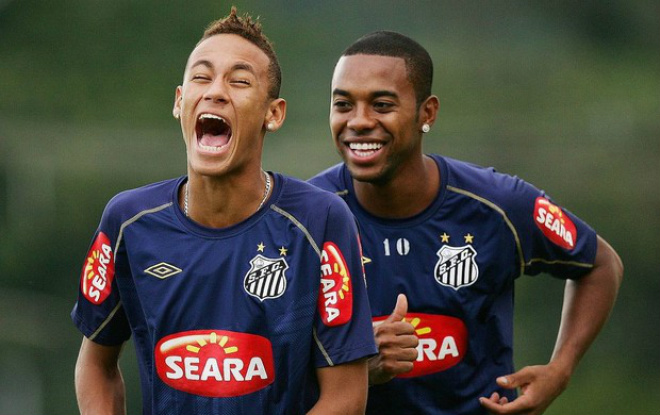 Santos faz hoje 100 anos com recorde de gols Neymar e Robinho: a eterna renovação santista (Foto: Ricardo Saibun/Divulgação Santos FC)