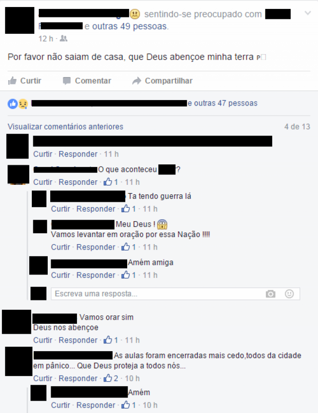 Tiroteio com armas de guerra mata traficante e aterroriza comunidade fronteiriça Postagem de um morador de Ponta Porã, que pede para que as pessoas não saiam de casa. (Foto: Reprodução Facebook)