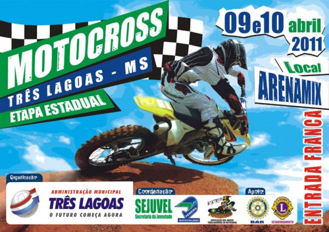 Campeonato de MotoCross terá sua primeira etapa realizada em Três Lagoas O evento acontecerá na ArenaMix, nos dias nove e dez de abril. Foto: Divulgação