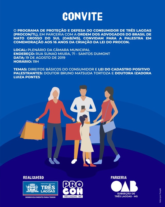 Palestra aberta ao consumidor marca os 16 anos da criação da Lei do Procon de Três Lagoas