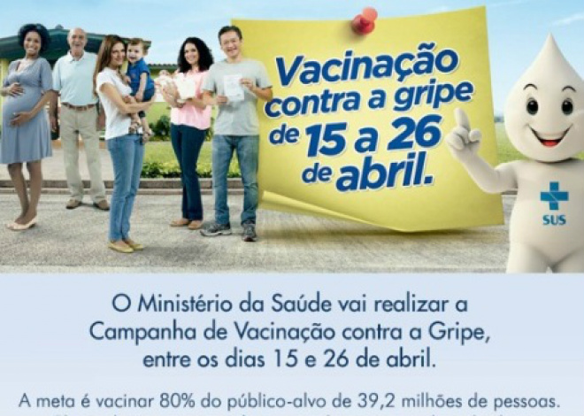 Sábado é o dia D da Campanha de Vacinação contra a Gripe População que se encaixa no grupo prioritário deverá receber a imunização (Foto: Divulgação Campanha)