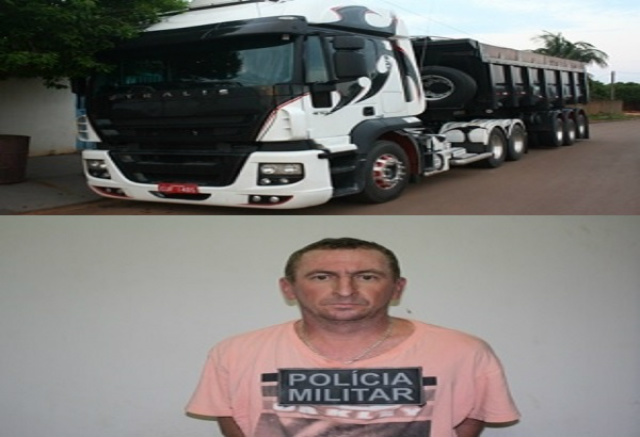 Homem rouba caminhão a mão armada em SP e é preso em Água Clara Durante fiscalização policiais prendem caminhoneiro e caminhão roubado (Foto:Reprodução)