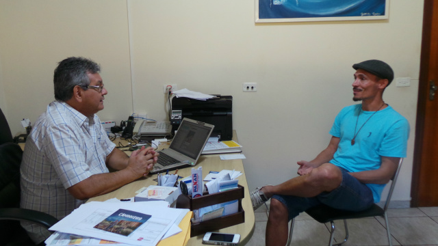 O ex-jogador disse que já fazem quatro anos que trabalha com a música, mas um ano e meio que começou a compor e desenvolver o seu projeto (Foto: Daniela Silis)