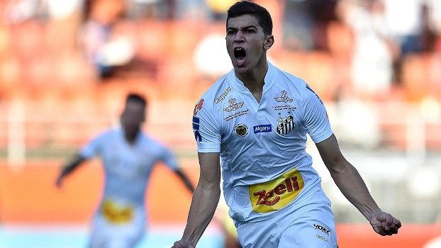 Vitor Bueno comemora gol do Santos sobre o São Paulo pelo Brasileirão.(Foto: Gazeta Press)