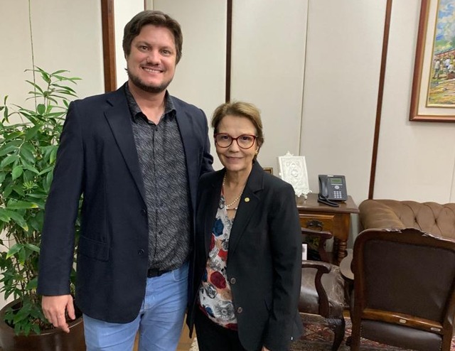 Vereador André Bittencourt é recebido pela Ministra Tereza Cristina em Brasília Foto: Divulgação