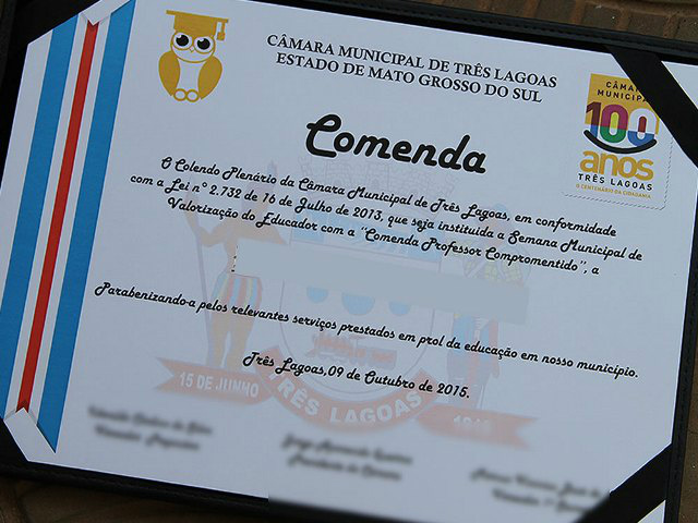 Câmara: professores serão homenageados com comenda O presidente da Câmara, vereador Jorge Aparecido Queiroz, e demais vereadores promoverão uma sessão solene para a concessão da “Comenda Professor Comprometido”. (Foto: Assessoria).