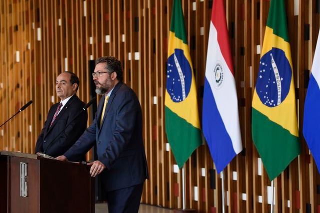 Brasil e Paraguai anunciam negociação de acordo automotivo Os chanceleres do Paraguai, Antonio Rivas Palacios, e do Brasil, Ernesto Araújo, durante encontro no Itamaraty - Dammer Martins/MRE