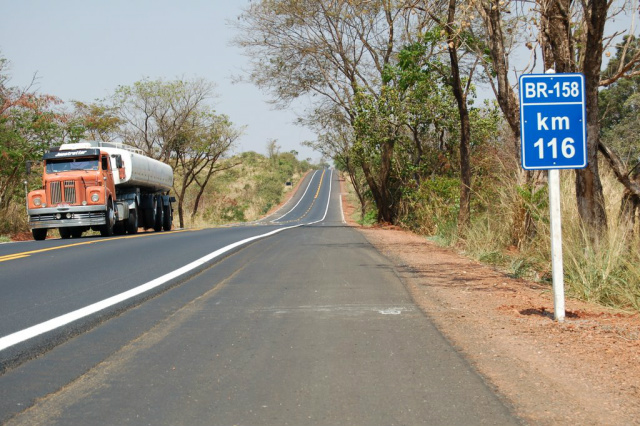 Por causa dos pedágios na 163, a BR-158 poderá receber o fluxo do tráfego oriundo da região norte do Estado (Foto: Google)