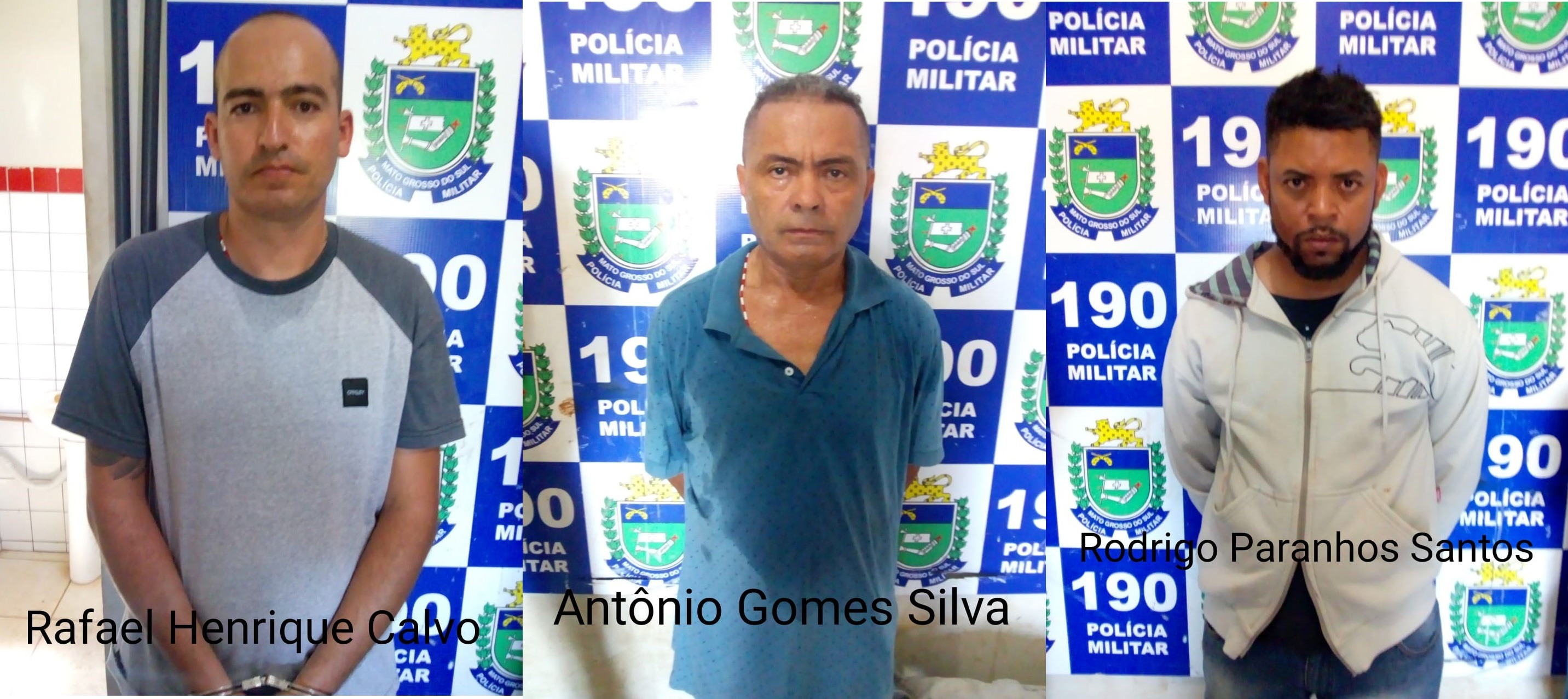 Bandido morre ao trocar tiros com Força Tática em Três Lagoas Três criminosos que integravam a quadrilha de assaltantes acabaram presos. (Foto: Divulgação/PM).