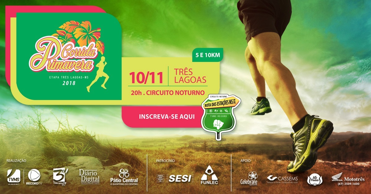 Três Lagoas recebe Corrida Primavera Foto: Divulgação