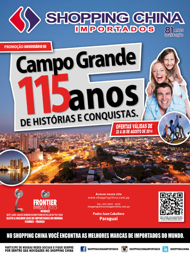 Shopping China comemora 115 anos de Campo Grande com grande promoção Shopping China comemora 115 anos de Campo Grande com grande promoção