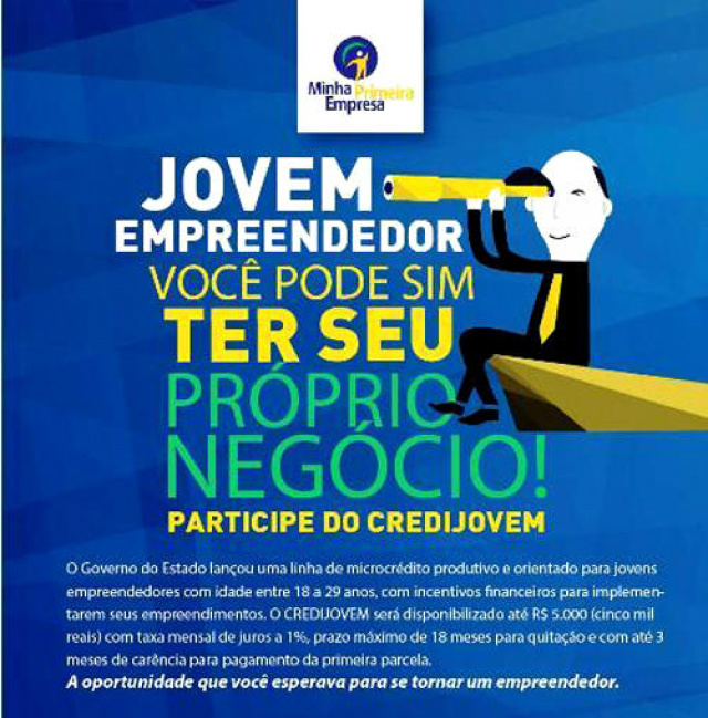 O CrediJovem é um programa inédito lançado pelo Governo do Estado de Mato Grosso do Sul  que tem como objetivo incentivar os jovens a implementarem seus empreendimentos (Foto: Noticias MS)