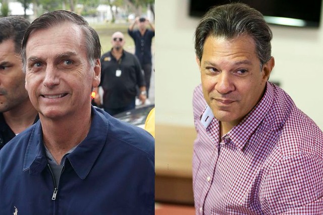 A 4 dias do 2º turno, correm prazos para propaganda e atos políticos Os candidatos à Presidência da República Jair Bolsonaro (PSL) e Fernando Haddad (PT). - Tânia Regô / Marcelo Camargo / Agência Brasil