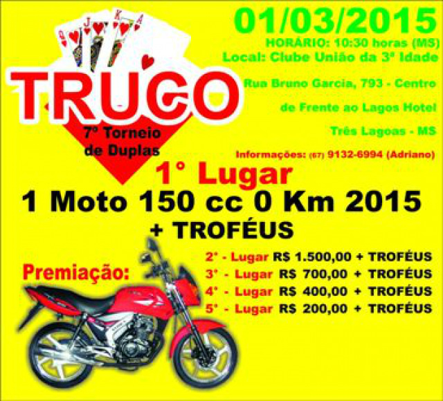 7º Torneio de Duplas acontecerá no dia 1º de março 7º Torneio de Duplas acontecerá no dia 1º de março