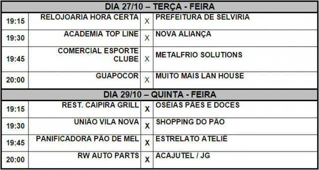 Sejuvel divulga tabela de jogos desta semana da 15ª Copa Unimed