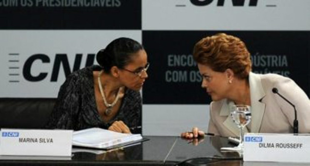 Empatadas, Marina e Dilma deixam o candidato tucano a Presidente para trás, na pesquisa Datafolha (Foto: Google)