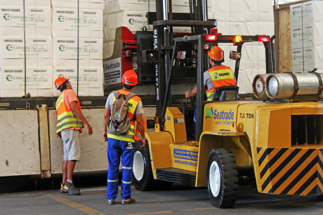 Celulose impulsiona exportação brasileira, movimentando US$ 2,75 bilhões nesse semestre Para agilizar a exportação, a Eldorado possui terminal próprio, no porto de Santos. A empresa investiu R$ 90 milhões (Foto: Assessoria)