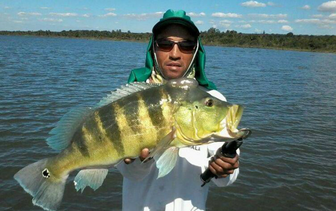 Para os amantes da pesca, o rio Sucuriu oferece atrativos como o Tucunaré que pode chegar até sete quilos (Foto: Divulgação)