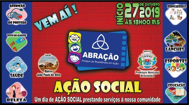 "Abração" oferecerá serviços gratuitos para população de Brasilândia neste domingo