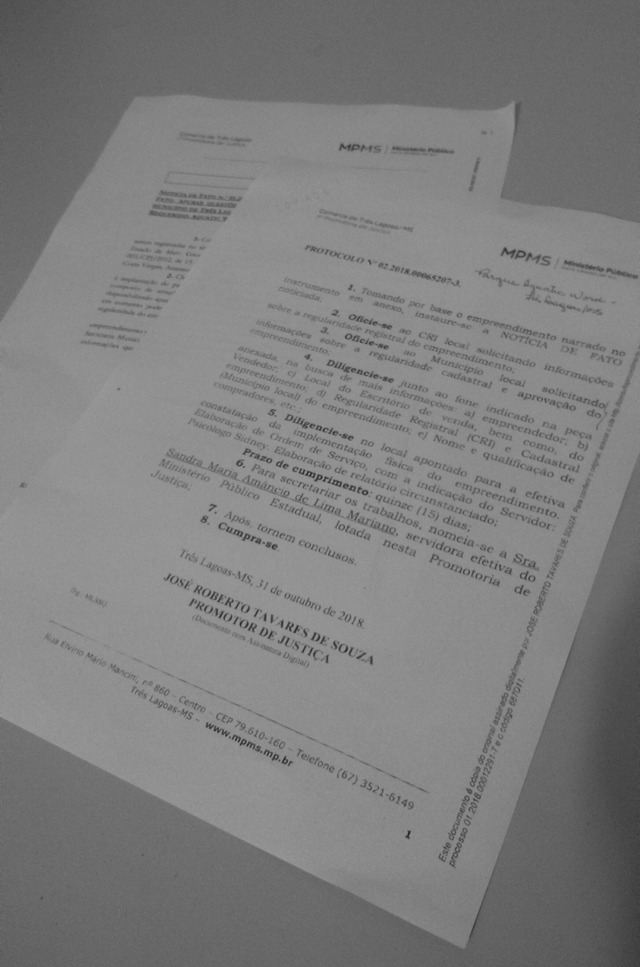 MP intima empresário do Parque Aquático a apresentar licenças ambientais e documentos que comprovem a regularidade da obra Cópias dos requerimentos do Ministério Público, pedindo que se apresentem os documentos do empreendimento. Foto: Arquivo Perfil News.