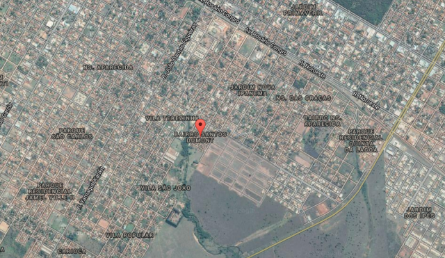 Mulher é assaltada após ser ameaçada de morte em Três Lagoas Bairro Santos Dmont em Três Lagoas (Foto: Google Maps)