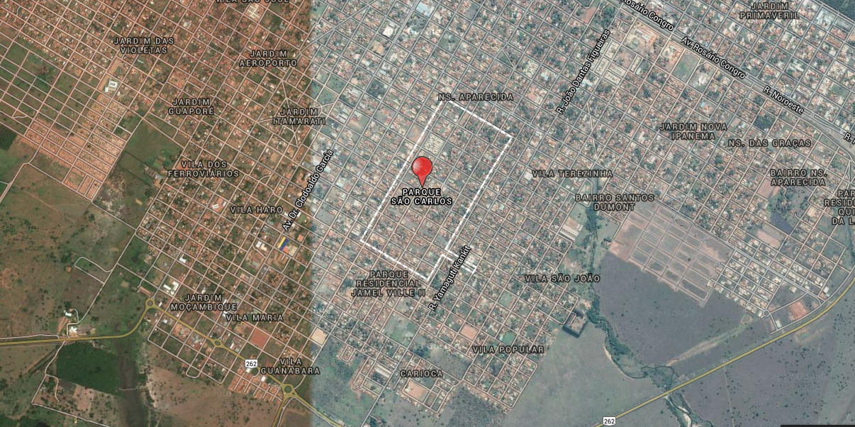 Bairro Parque São Carlos em Três Lagoas (Representação: Google Maps)