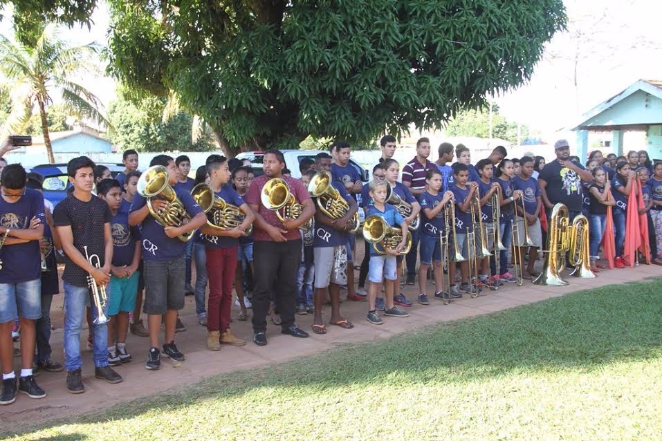 Fanfarra da Escola General “Nelson Custódio” ganha fardas da Banda Marcial A solenidade de cedência das fardas foi na sede da Banda (Foto/Assessoria)