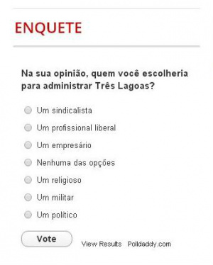 Enquete sobre novo comando da prefeitura é lançada pelo Perfil News Enquete oferece sete opções de voto.