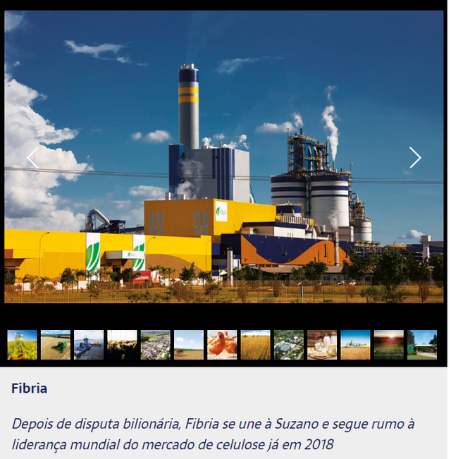 Eldorado e Fibria figuram na lista da Forbes entre as Melhores Empresas do Agronegócios do Brasil Print da tela do site da Forbes Brasil mostra Fibria entre as 50 Melhores Empresas do Agronegócio do Brasil.