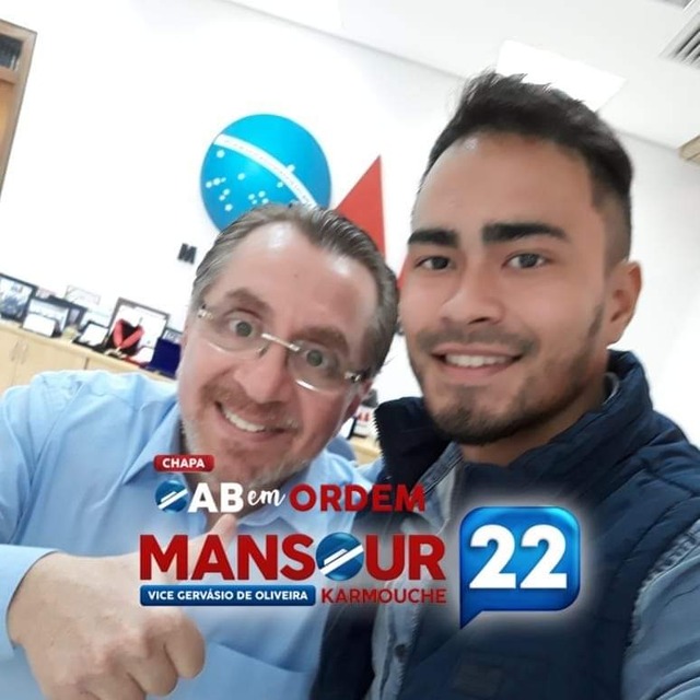 Eleição da OAB vira caso de polícia após fake news de foragido da Justiça (Mansour, na direita, reconhece relacionamento com Lucas, mas nega orientações / foto: reprodução)