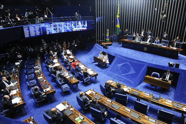 Plenário do Senado durante primeiro dia de julgamento do processo da presidente afastada Dilma Rousseff (Foto: Marcos Oliveira/Agência Senado)