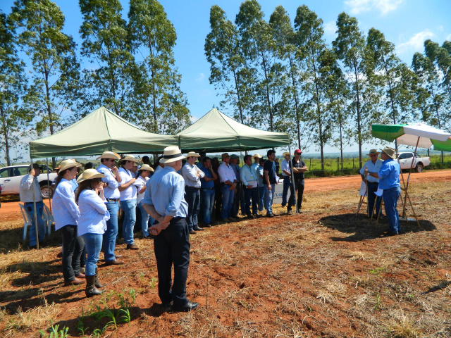 Na segunda parada, pesquisadores da Embrapa explicaram sobre as pesquisas realizadas na fazenda (Foto: Divulgação/Assecom)