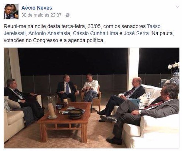 Janot reforça pedido de prisão de Aécio com foto de reunião postada no Facebook O julgamento do pedido de prisão de Aécio pelo STF está marcado para a próxima terça-feira (Foto/Agência Brasil)