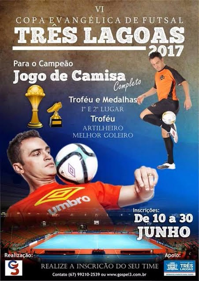 Inscrições abertas para a 6°edição da Copa Evangélica de Futsal