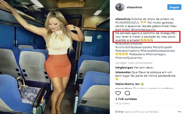 Na quinta-feira (15), Eliza Clívia publicou uma foto com a leganda: 