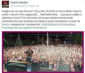 Mesmo com chuva, Marcha Para Jesus reúne mais de 3 mil participantes Mesmo com chuva, Marcha Para Jesus reúne mais de 3 mil participantes