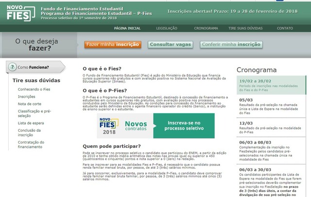 Fies 2018: inscrições estão abertas Novo Fies está com inscrições abertas (Foto: Reprodução)