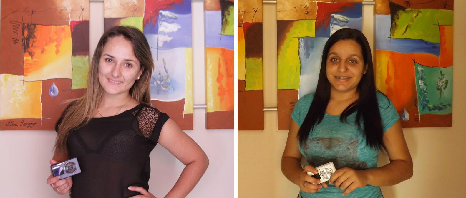 Sara Canan foi a vencedora do primeiro sorteio, realizado no dia 17/06 e Sabrina Fegruglia, que faturou a segunda máquina no sorteio do dia 24/06 (Foto: Larissa Lima) 