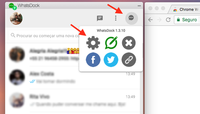 WhatsDock muda visual do WhatsApp e cria janela parecida com o MSN Caminho para acessar as configurações do WhatsDock (Foto: Reprodução/Marvin Costa)