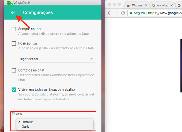 Tela de configurações do aplicativo WhatsDock para Google Chrome (Foto: Reprodução/Marvin Costa)