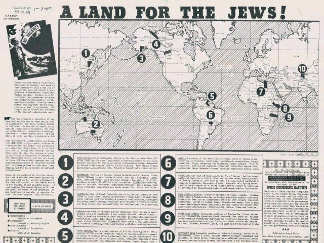 Panfleto sugeria locais para criação de um estado judaico (Foto: reprodução)