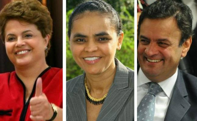 Há duas semanas do pleito, a presidente Dilma se recupera e já tem sete pontos de vantagem sobre Marina; Aécio subiu um pouco na pesquisa Datafolha (Foto: Google)