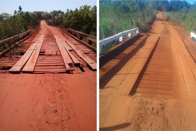 Prefeitura reforma ponte rural da Estrada do Corredor no Distrito de Arapuá Ao total, a Administração Municipal já reformou 11 pontes e construiu três, em menos de dois anos de gestão (Foto/Assessoria)