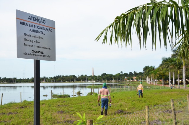Fibria doa mudas que serão plantadas no novo bosque da Lagoa Maior O trabalho foi acompanhado pelo secretário municipal de Meio Ambiente (Foto/Assessoria)